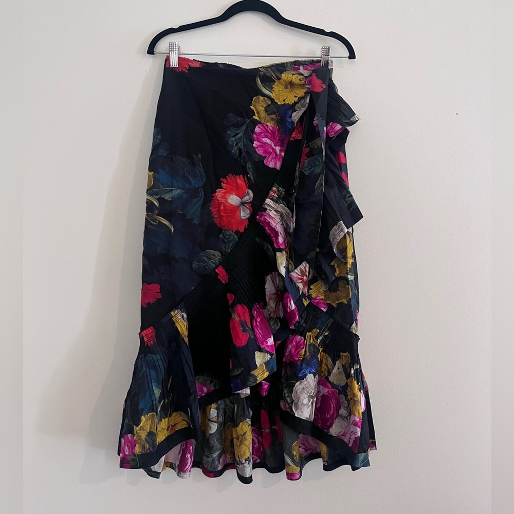 Floral Black Skirt